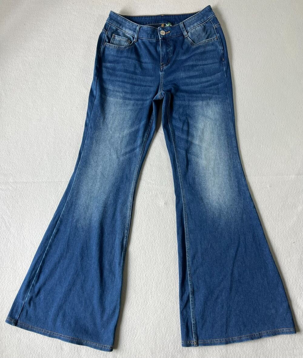 Halara Flex Low Rise Flare Washed Casual Jeans w/ Pockets, Denim Blue Size SMALL